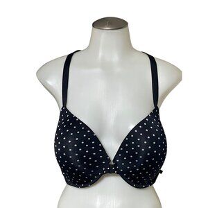 Victorias Secret 38DDD Black & White Polka Dot Push-Up Bra With Lace Racerback D